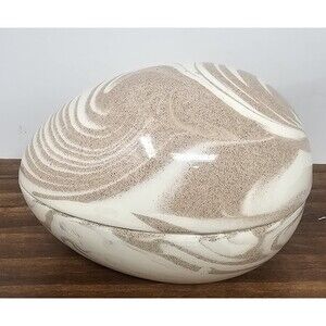 Vintage St. Helens Ash-Ware Egg Shaped Trinket Keepsake Box Paperweight 4"x3"